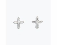 Silver Tone Bling Crosses Earrings