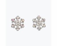 Silver Toned Bling Snowflake Earrings