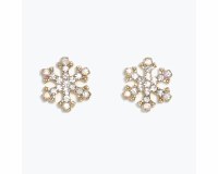Gold Toned Bling Snowflake Earrings