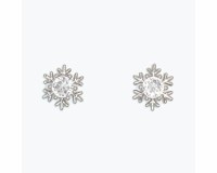 Silver Toned Polystone Crystal Snowflake Earrings