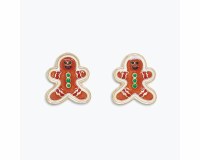 Gold Toned Gingerbread Man Earrings