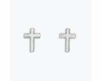 Silver Toned Cross Earrings