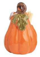 3" Orange Ceramic Pumpkin Toothpick Holder by Mud Pie