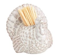 3" White Ceramic Turkey Toothpick Holder by Mud Pie