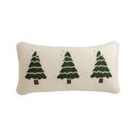 11" x 22" Three Green Christmas Trees Decorative Pillow by Mud Pie