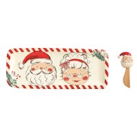 6" x 14" Mr. & Mrs. Claus Ceramic Tray With a Spreadere by Mud Pie