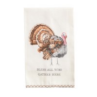 26" X 16" "Bless All Who Gather Here" Turkey Kitchen Towel by Mud Pie