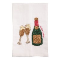 21" x 14" "Feelin' Festive" Champagne Kitchen Towel by Mud Pie