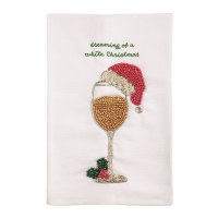 21" x 14" "Dreaming of a White Christmas" White Wine Kitchen Towel by Mud Pie
