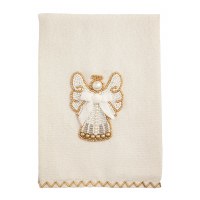 21" x 14" White and Gold Angel Kitchen Towel by Mud Pie