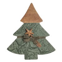 14" x 12" Green Marble Christmas Tree Board With a Mango Wood Spreader by Mud Pie