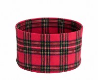 Round Red and Green Plaid Cloth basket by Mud Pie