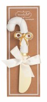 6" White and Gold Candy Cane Spreader by Mud Pie