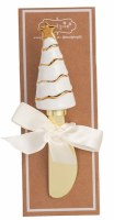 6" White and Gold Christmas Tree Spreader by Mud Pie
