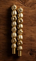 Box of 2 10" Gold Pumpkin Fall Taper Candles by Mud Pie