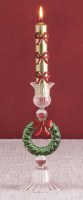 Box of Two 5" Red Bows on Gold Christmas Taper Candles by Mud Pie
