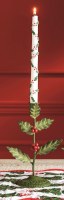 Box of Two 10" Holly on White Christmas Taper Candles by Mud Pie