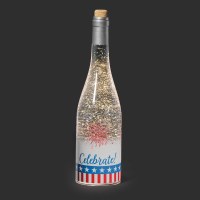 12" Patriotic Celebrate Lighted Swirl Wine Bottle