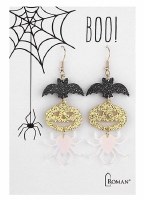Bat, Spider, and Jack-O-Lantern Dangle Earrings