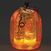 6" LED Orange Swirl Pumpkin Lit Decor