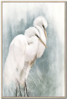 48" x 32" Misty Egrets 1 Coastal Canvas Framed