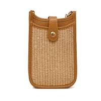 7" x 5" Camel and Natural Leather Crossbody Purse