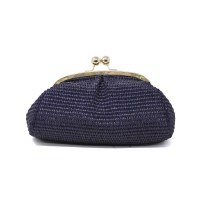 5" x 9" Navy Raffia Clutch