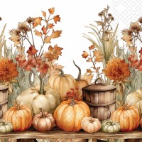 6.5" Square Autumn Abundance Lunch Napkins