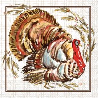 5" Square Brown Turkey Beveage Napkins