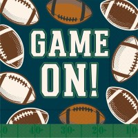 5" Square "Game On!" Football Beverage Napkins