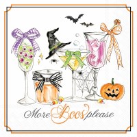 5" Square "More Boos Please" Halloween Cockatails Beverage Napkins