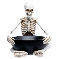 8" Polyresin Skeleton Holding a Bowl in Its Lap Figurine