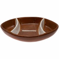 12" Three Compartment Ceramic Football Serving Dish