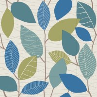 6.5" Square Blue and Green Leaves Lunch Napkins