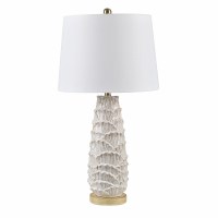29" Beige Scallop Column Table lamp