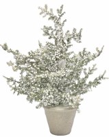 18" Faux White Snowberry in a Pot