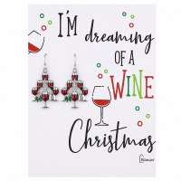 Silver Wine Glasses Christmas Tree Earrings