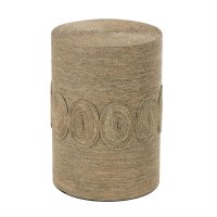 16" Round Natural Seagrass End Table With Oval Accents