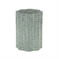 16" Round Blue Mosaic Capiz End Table