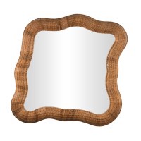 41" x 42" Brown Wavy Wicker Wall Mirror