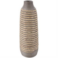 25" Brown and Natural Rattan Bands Vase