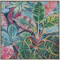 40" Sq Multiple Multicolor Crotons Framed Canvas