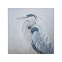48" Sq Blue and White Heron Framed Canvas