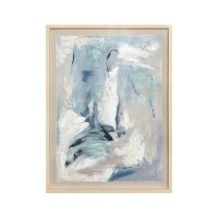 48" x 36" Blue and White Abstract Framed Under Glass