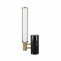 24" White Tube With Black Marble Base Table Lamp
