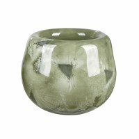 8" Green and White Decorative Glass Bowl