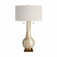 30" Green and Peach Double Pull Table Lamp
