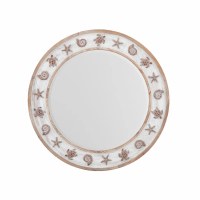 36" Round Whitewash Brown Sealife Wall Mirror