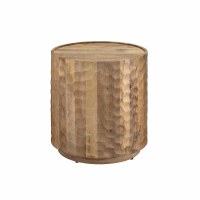 22" Round Brown Dimpled Wood End Table