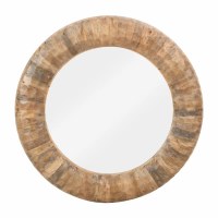 50" Round Brown Dimpled Wood Wall Mirror
